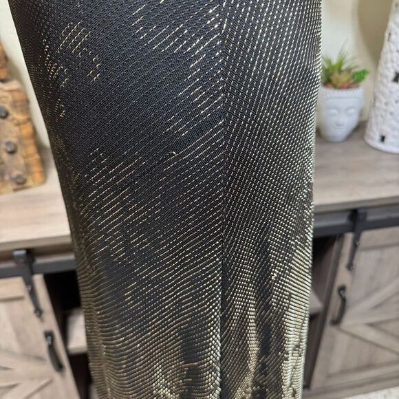 Vintage Cache Metallic Evening Maxi Gown Velvet Trim Size 4 Deadstock Y2K - Picture 2 of 11